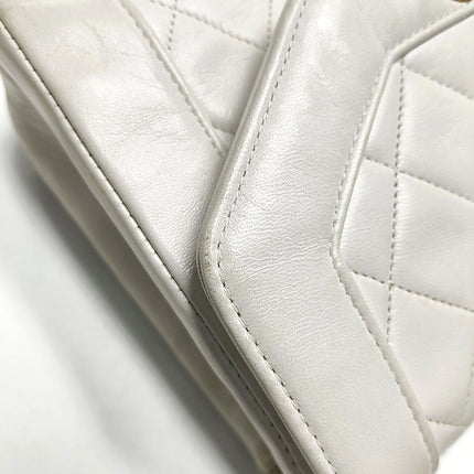 Chanel Diana CC Flap Bag Small Vintage White Lambskin Leather with 24k Gold HW, 1989-1991