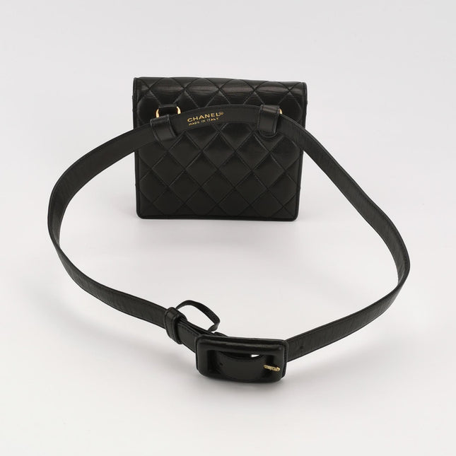Chanel Vintage Belt Bag Mini Black Lambskin Leather Gold-tone Hardware