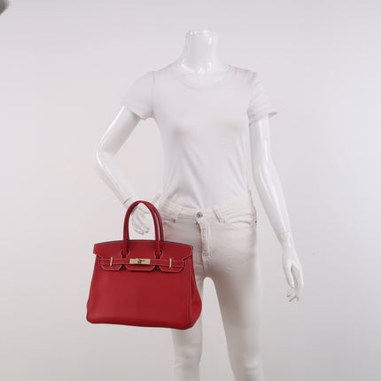 Hermes Birkin 30 Epsom Leather Red Rouge Casaque Gold Hardware 2012