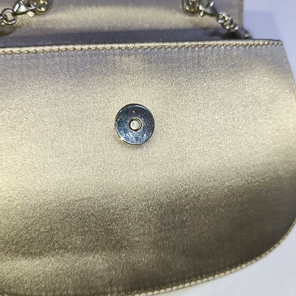 Gucci Bamboo 1947 Night Super Mini Beige Silk Evening Bag with Chain