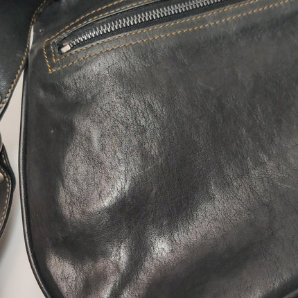Dior Vintage Gaucho Large Black Leather Crossbody Bag