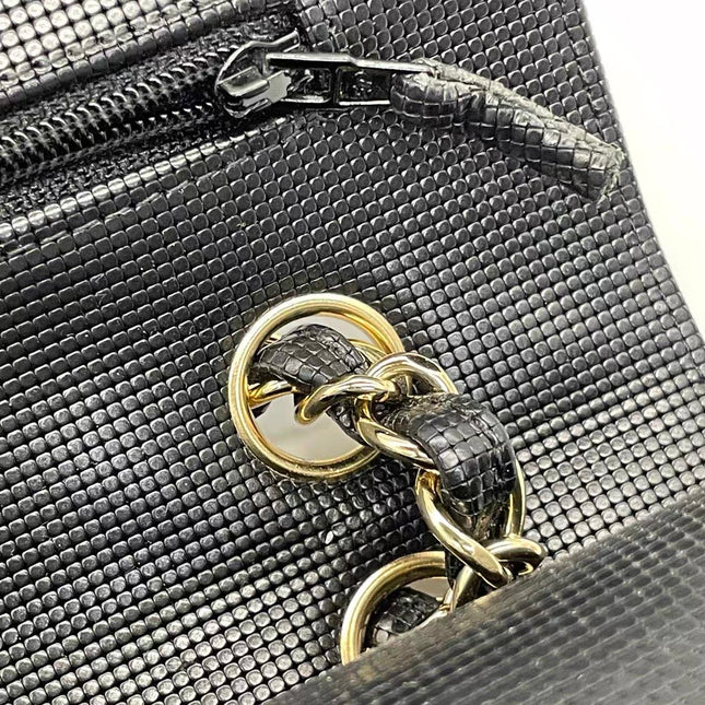 Chanel Classic Flap Medium 2016 Black Pixel Effect Calfskin Leather Gold Hardware