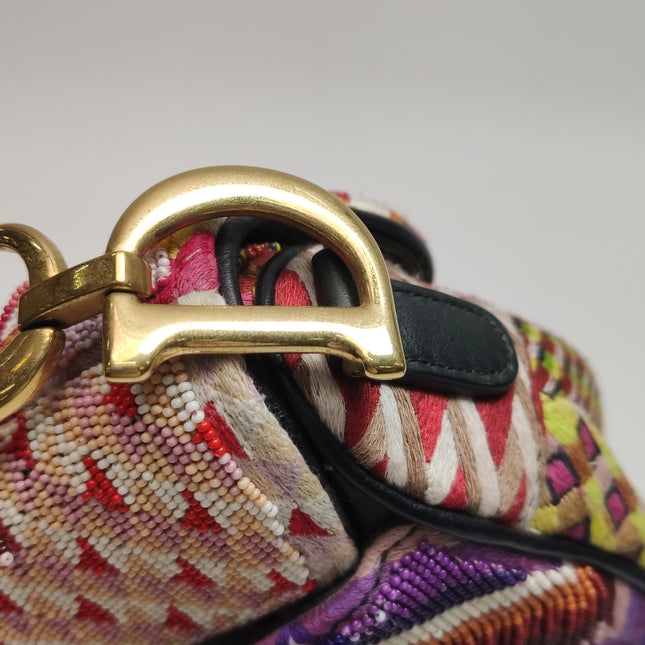 Dior Saddle Mini Multicolor Beaded Tassel Shoulder Bag 2018