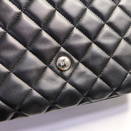 Chanel Classic Flap Jumbo Black Lambskin Leather Single Flap with Silver Hardware