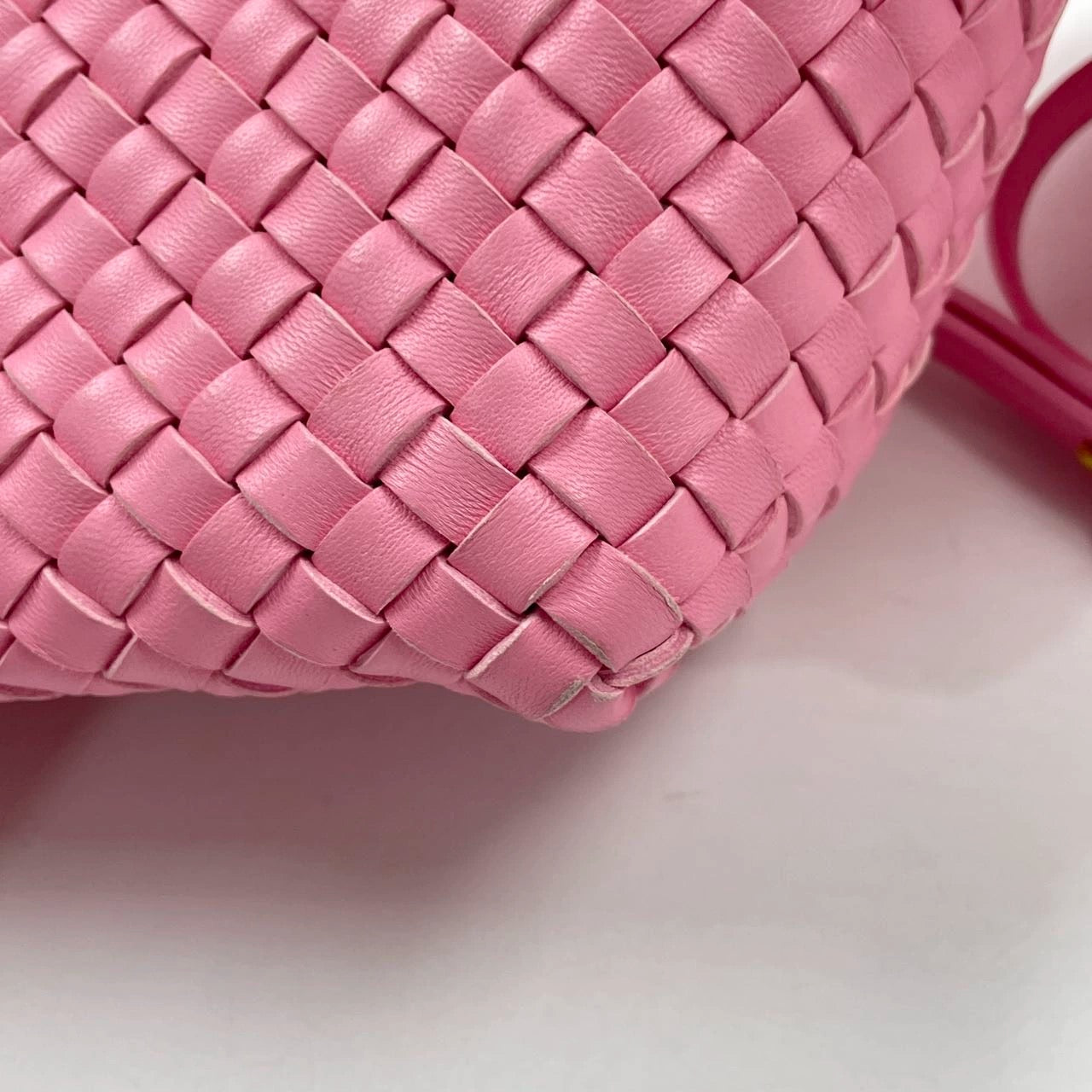 Bottega Veneta Cabat Mini Intreccio Leather Tote Bag Pink