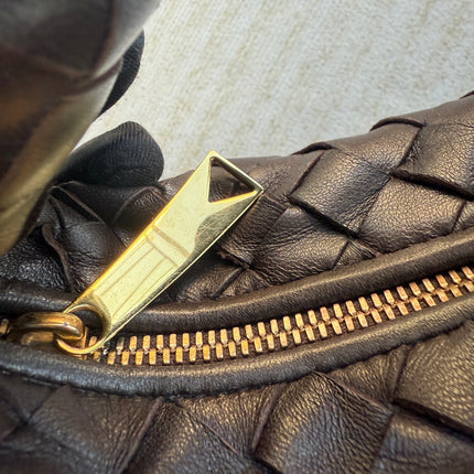 Bottega Veneta Jodie Mini Fondant Dark Chocolate Brown Lambskin Leather Clutch Bag