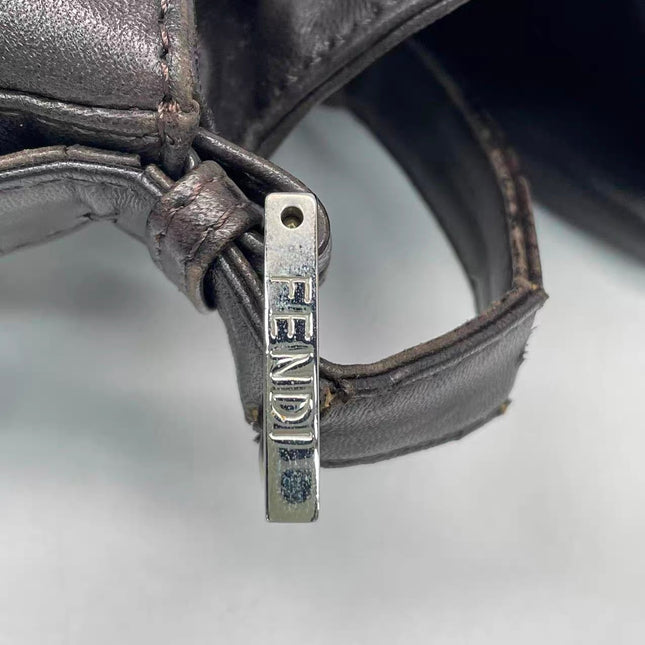 Fendi Mamma Baguette Chocolate Brown Lambskin Leather Silver Hardware