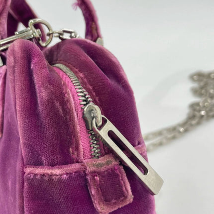 Loewe Amazona 19 Mini Handbag in Purple Velvet with Crystal Logo