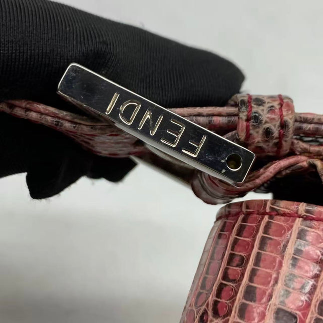 Fendi Baguette Purple Lizard Skin Leather Handbag