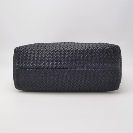 Bottega Veneta Cabat MM Intreccio Leather Tote Bag Navy 40cm