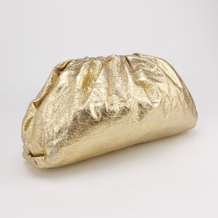 Bottega Veneta Pouch Large Metallic Gold Wrinkled Leather