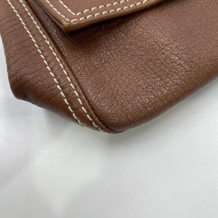 Fendi Mamma Forever Baguette Selleria Brown Calfskin Leather Silver Hardware
