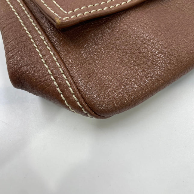 Fendi Mamma Forever Baguette Selleria Brown Calfskin Leather Silver Hardware