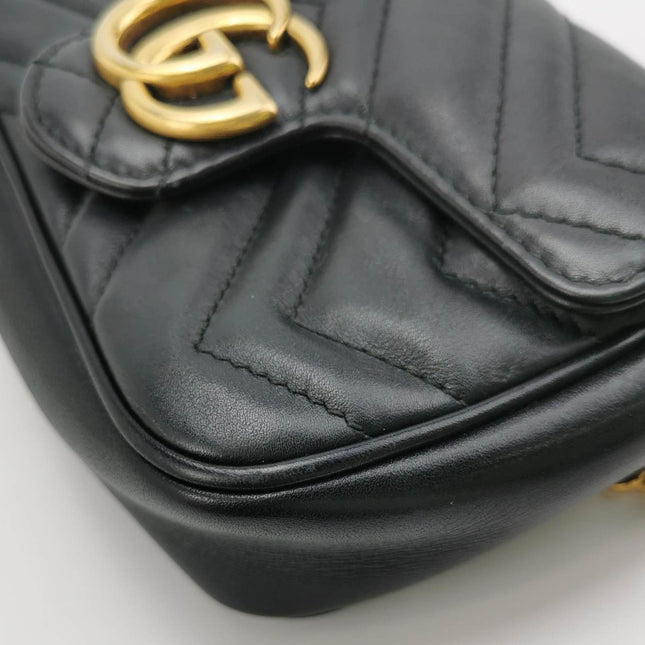 Sold Gucci Marmont Super Mini Flap Leather Bag Black Leather
