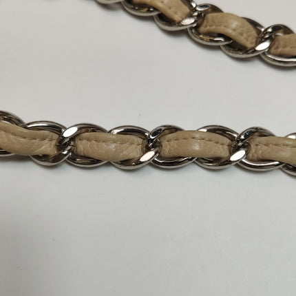 Chanel Classic Flap Maxi Beige Lambskin Leather Giant Siver-tone CC Logo