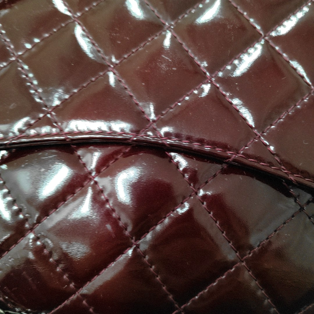 Chanel 2.55 Jumbo Double Flap Burgundy Patent Leather Silver HW 2010