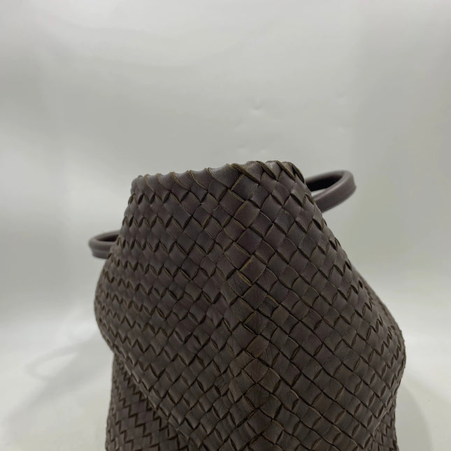 Bottega Veneta Cabat Tote Intreccio Leather Dark Chocolate Brown 40cm