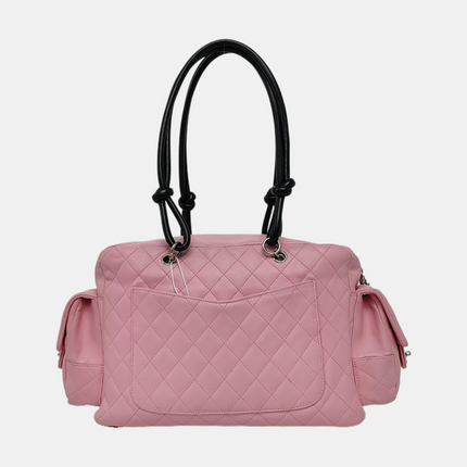 Chanel Cambon Large Pink Calfskin Leather Double Strap Handbag
