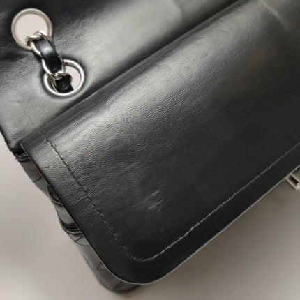 Chanel Timeless Classic Flap Medium Black Lambskin Leather Silver Hardware, 2006-08
