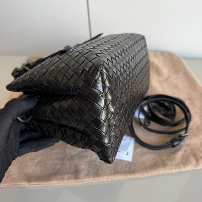 Bottega Veneta Roma Handbag Bag Intrecciato Nappa Leather Black Mini 25cm