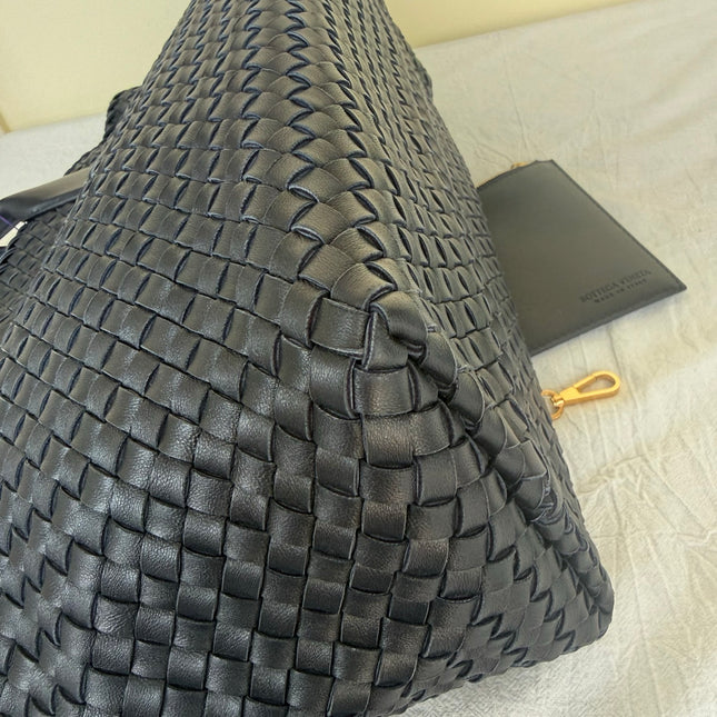 Bottega Veneta Reissued Cabat Intreccio Leather Tote Bag Navy 40cm