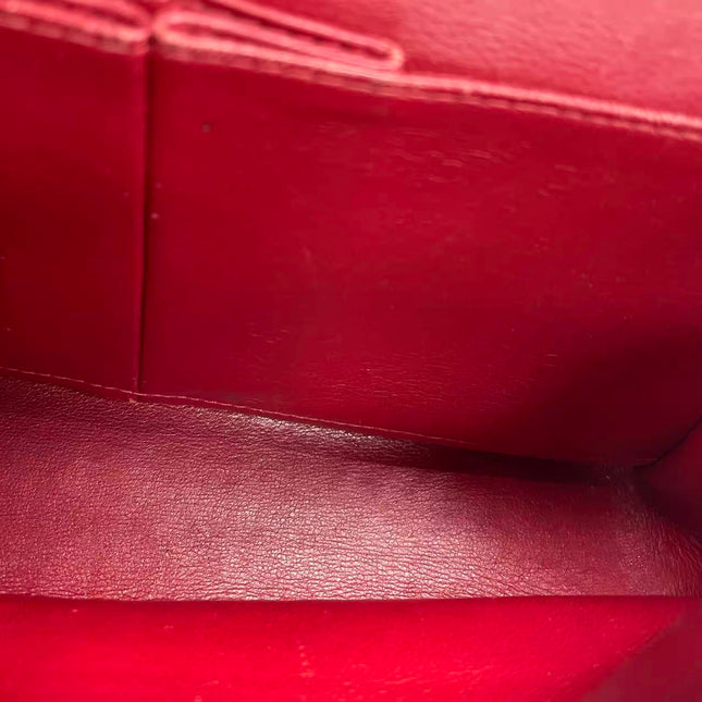 Chanel Classic Flap Small Red Fabric Double Flap Vintage 24k Gold Hardware Shoulder Bag