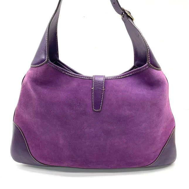 Gucci Jackie Vintage Large Purple Suede Leather Ringlets Decoration