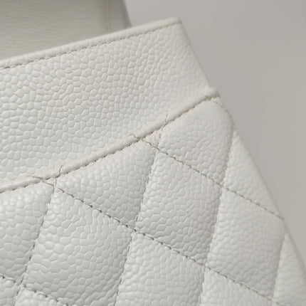 Chanel Classic Flap Medium 2010 White Caviar Leather Gold Hardware