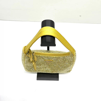 Prada Re-Edition 2000 Mini Yellow Glitter Nylon Shoulder Bag