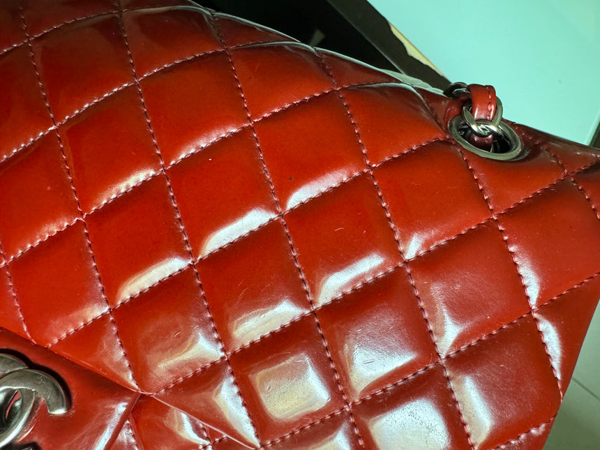 Chanel Classic Flap Medium Burgundy Patent Leather Silver HW, 2010-2011