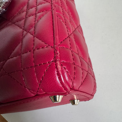 Lady Dior Mini Burgundy Lambskin Leather Gold HW Chain Strap