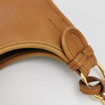 Dior 61 Brown Hobo Tote with Gold Metal Ring Handle