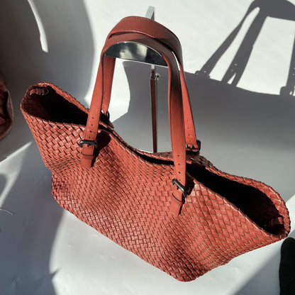 Bottega Veneta Cesta Tote Nappa Intrecciato Leather Brick Red 37cm