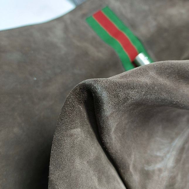 Gucci Jackie 1961 Medium Brown Suede Shoulder Tote Bag