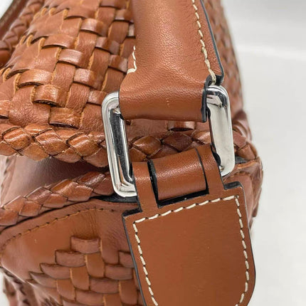 Loewe Puzzle Small Leather Woven Braided Tan Brown Crossbody Bag
