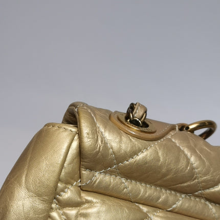 Chanel Paris Bombay Pondicherry Flap Bag Quilted Large Gold Shiny Calfskin Leather