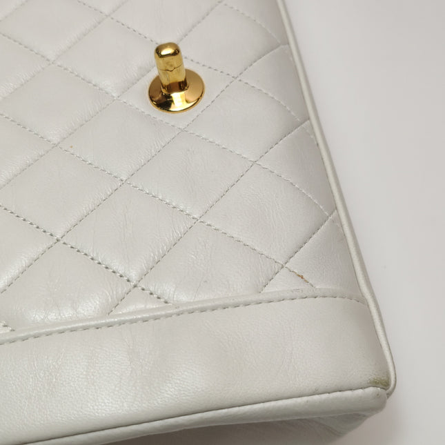 Chanel Diana CC Flap Bag Small Vintage White Lambskin Leather with 24k Gold HW, 1989-1991