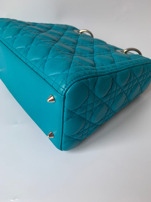 Sold Lady Dior Medium Bag Blue Cannage Lambskin Leather