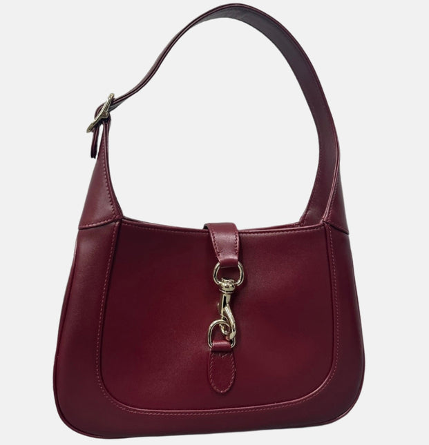 Gucci Jackie 1961 Small Ancora Red Burgundy Leather Shoulder Bag Clasp S24 No Strap-Luxbags