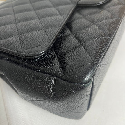 Chanel Classic Flap Maxi 2011 Black Caviar Leather Double Flap with Gold Hardware