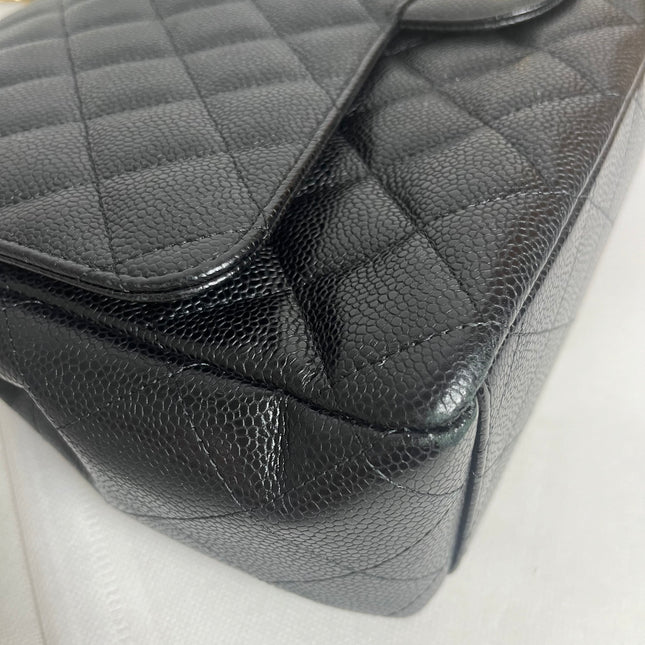 Chanel Classic Flap Maxi 2011 Black Caviar Leather Double Flap with Gold Hardware