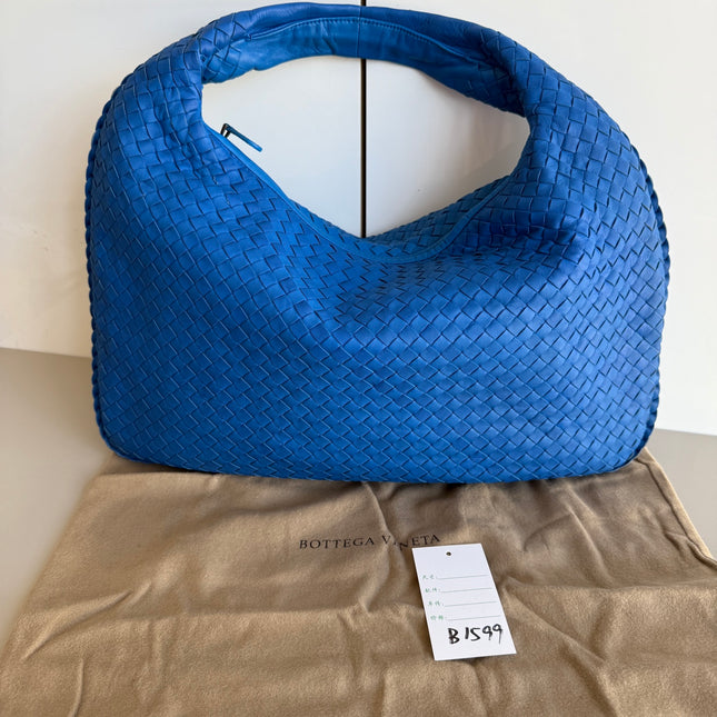 Bottega Veneta Veneta Hobo Medium Royal Blue Intrecciato Leather Bag 47cm-Luxbags