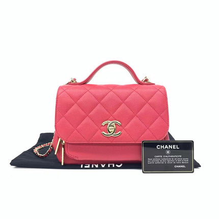 Chanel Business Affinity Small Pink Caviar Leather Top Handle Crossbody Bag