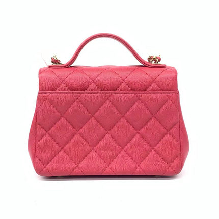 Chanel Business Affinity Small Pink Caviar Leather Top Handle Crossbody Bag