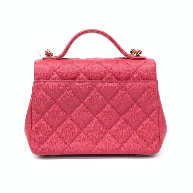 Chanel Business Affinity Small Pink Caviar Leather Top Handle Crossbody Bag