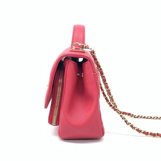 Chanel Business Affinity Small Pink Caviar Leather Top Handle Crossbody Bag