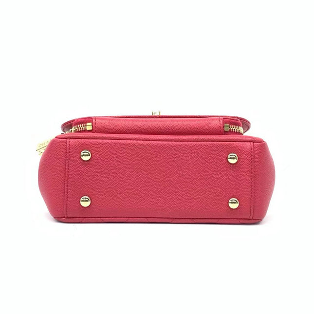 Chanel Business Affinity Small Pink Caviar Leather Top Handle Crossbody Bag