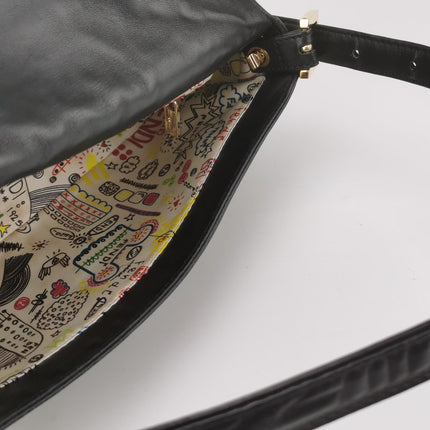 Fendi Baguette 1997 Re-edition 3D Embossed Black Leather Shoulder bag