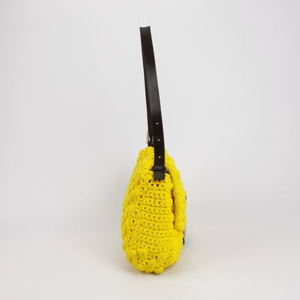 Fendi Mamma Baguette Bag Yellow Crochet Shoulder Bag