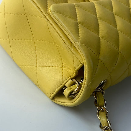 Chanel Classic Flap Rectangular Mini 2016 Yellow Lambskin Leather Gold Hardware